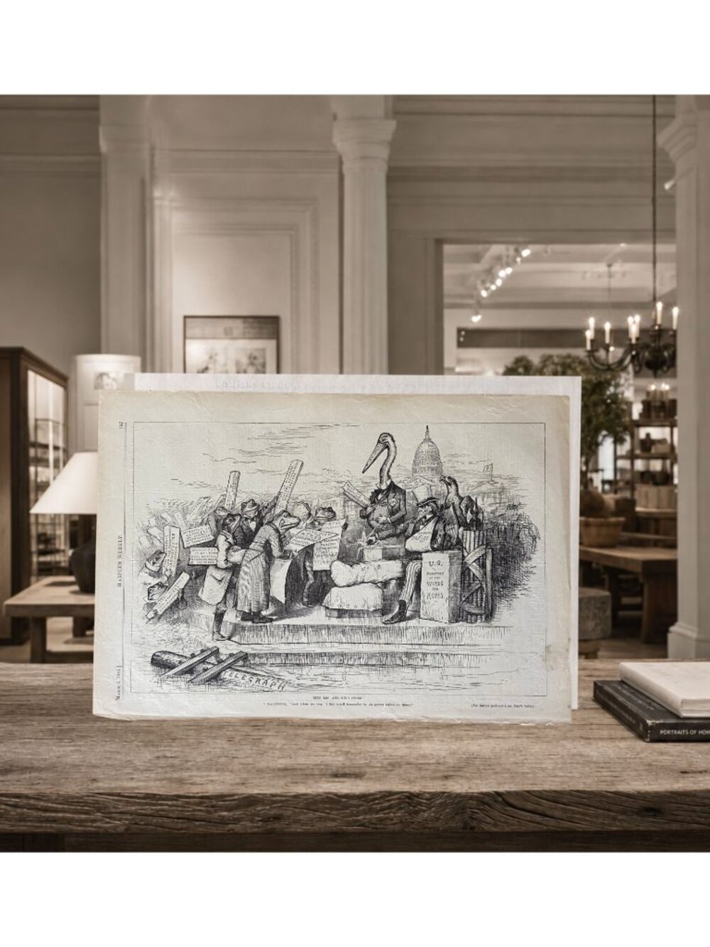 1881 Thomas Nast King Log and King Stork Original Harper’s Weekly Engraving